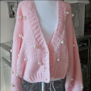 Dolls Kill Pink And Pearl Cardigan